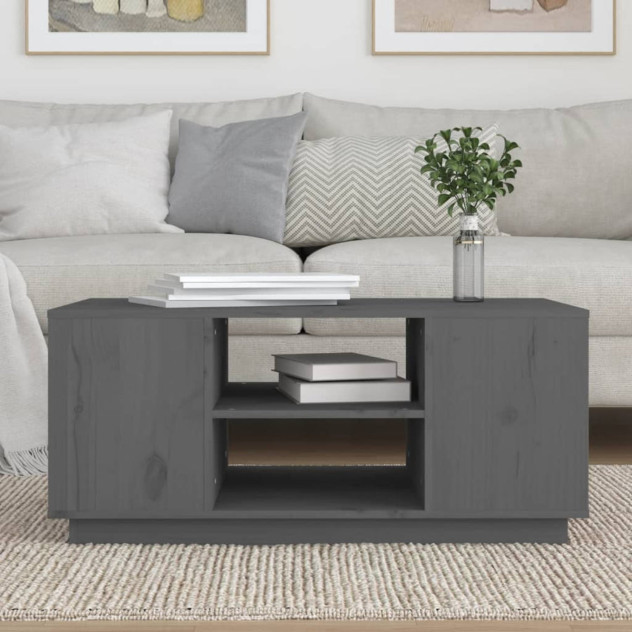 Salontafel 90X49X40,5 Cm Massief Grenenhout Grijs