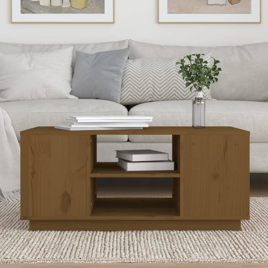 Salontafel 90X49X40,5 Cm Massief Grenenhout Honingbruin