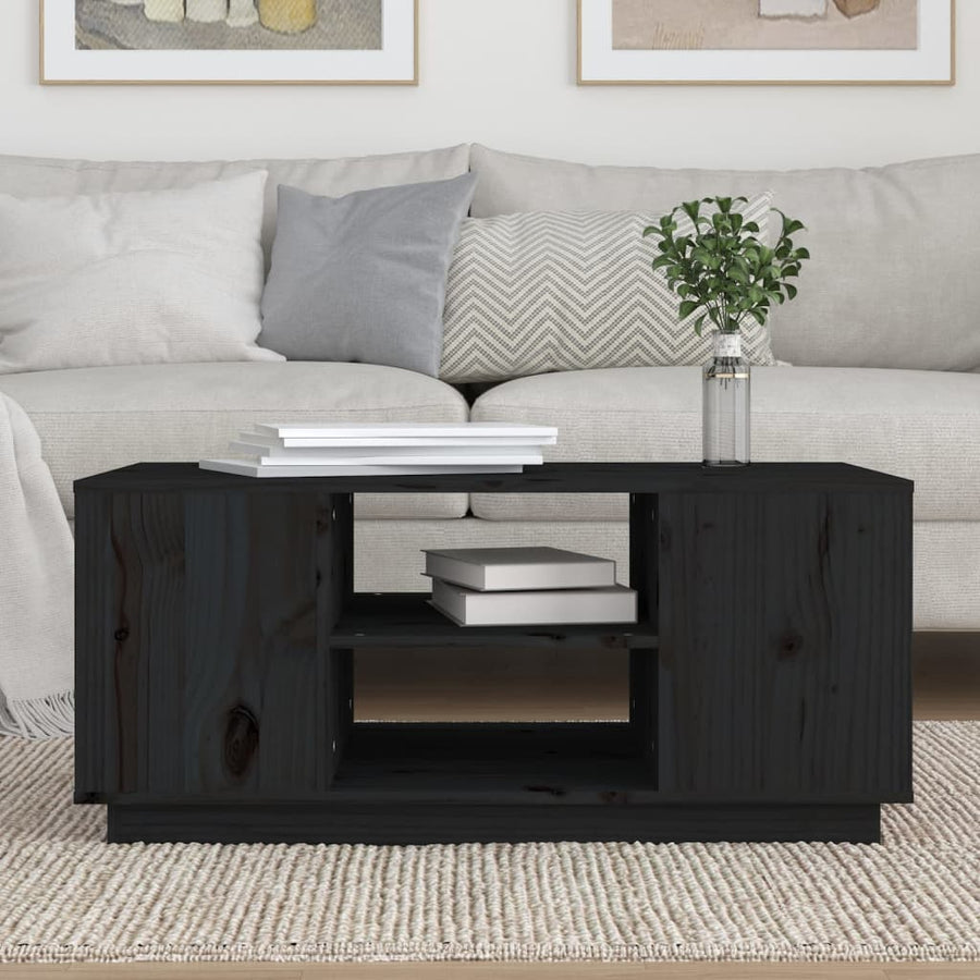 Salontafel 90X49X40,5 Cm Massief Grenenhout Zwart