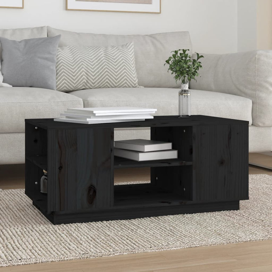 Salontafel 90X49X40,5 Cm Massief Grenenhout Zwart