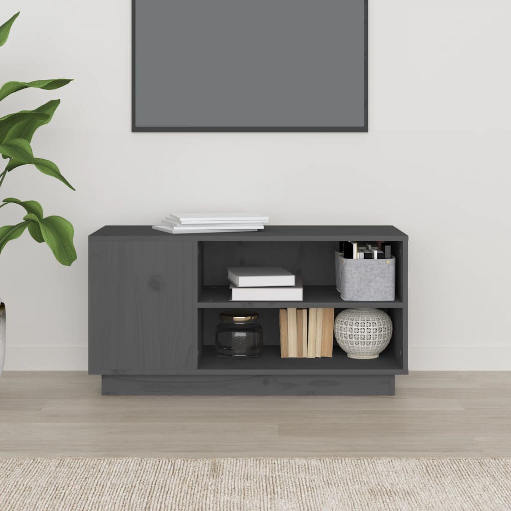 Tv-Meubel 80X35X40,5 Cm Massief Grenenhout Grijs