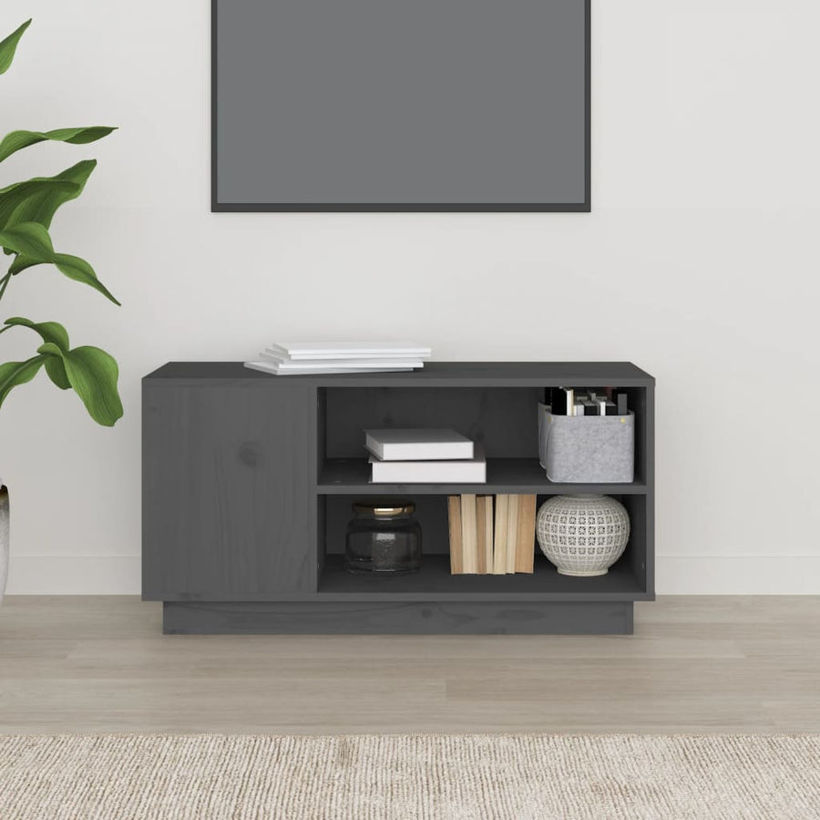 Tv-Meubel 80X35X40,5 Cm Massief Grenenhout Grijs
