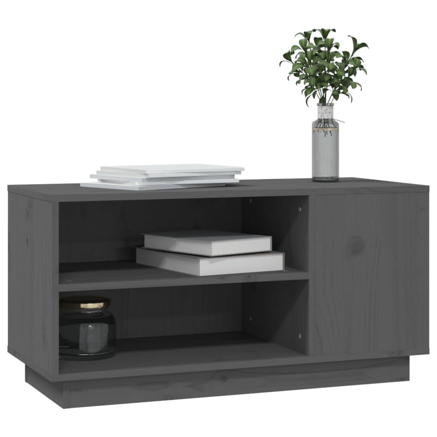 Tv-Meubel 80X35X40,5 Cm Massief Grenenhout Grijs