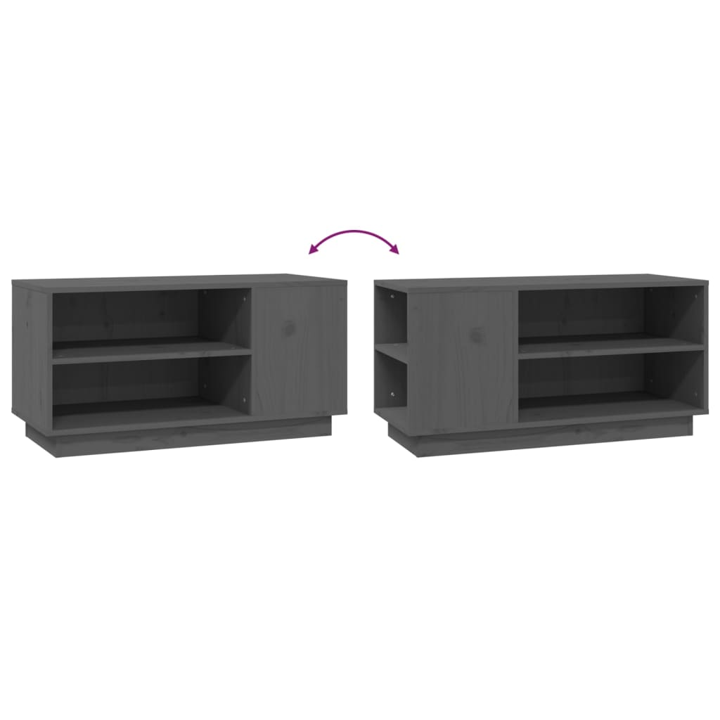 Tv-Meubel 80X35X40,5 Cm Massief Grenenhout Grijs