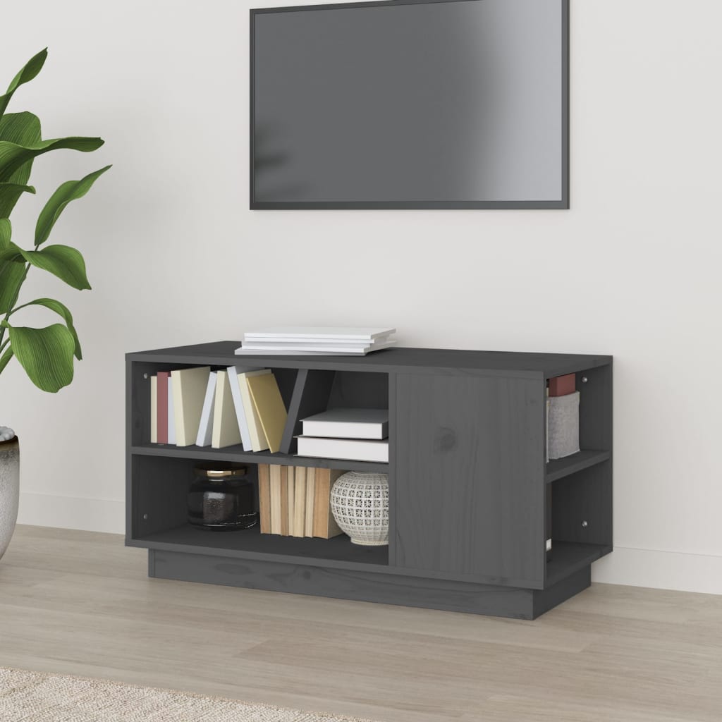 Tv-Meubel 80X35X40,5 Cm Massief Grenenhout Grijs