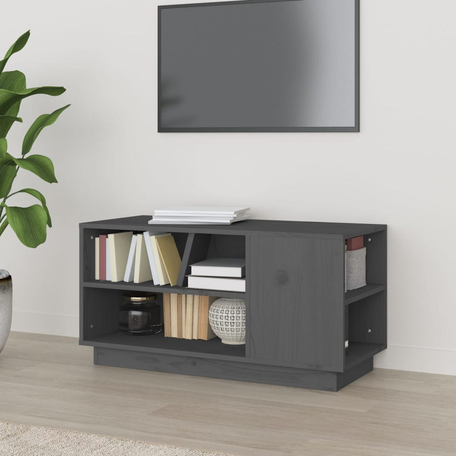 Tv-Meubel 80X35X40,5 Cm Massief Grenenhout Grijs
