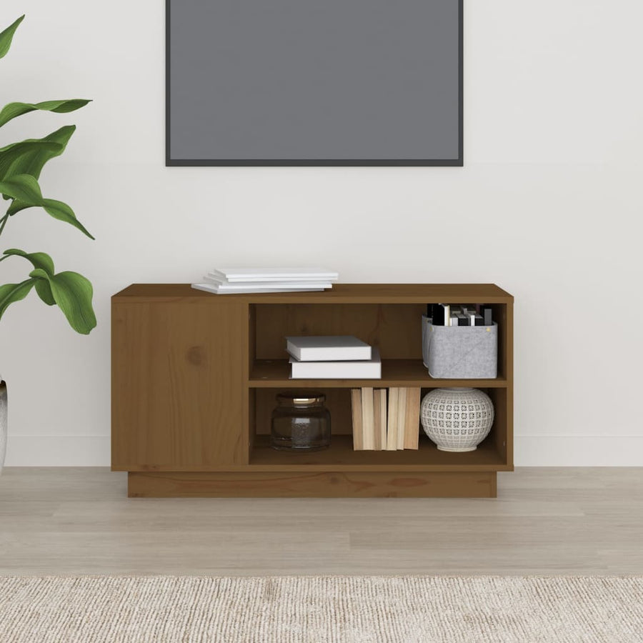 Tv-Meubel 80X35X40,5 Cm Massief Grenenhout Honingbruin