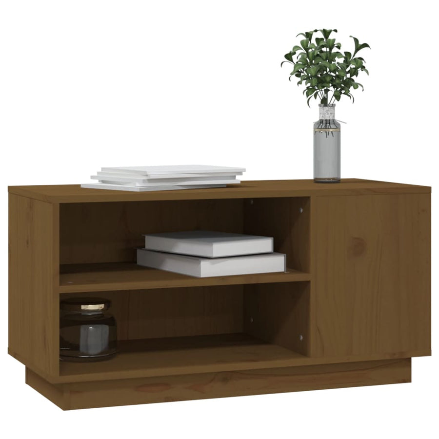 Tv-Meubel 80X35X40,5 Cm Massief Grenenhout Honingbruin