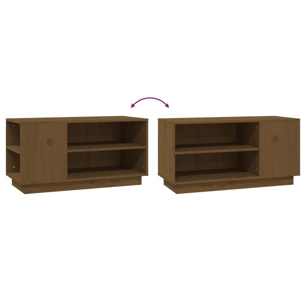 Tv-Meubel 80X35X40,5 Cm Massief Grenenhout Honingbruin