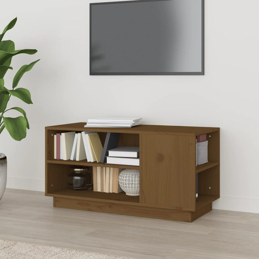 Tv-Meubel 80X35X40,5 Cm Massief Grenenhout Honingbruin