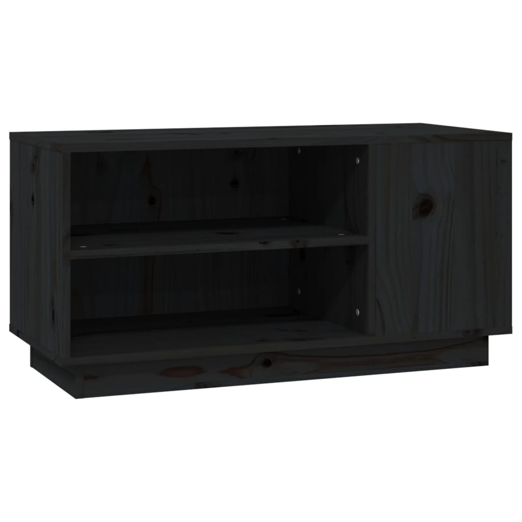 Tv-Meubel 80X35X40,5 Cm Massief Grenenhout Zwart