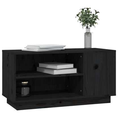 Tv-Meubel 80X35X40,5 Cm Massief Grenenhout Zwart
