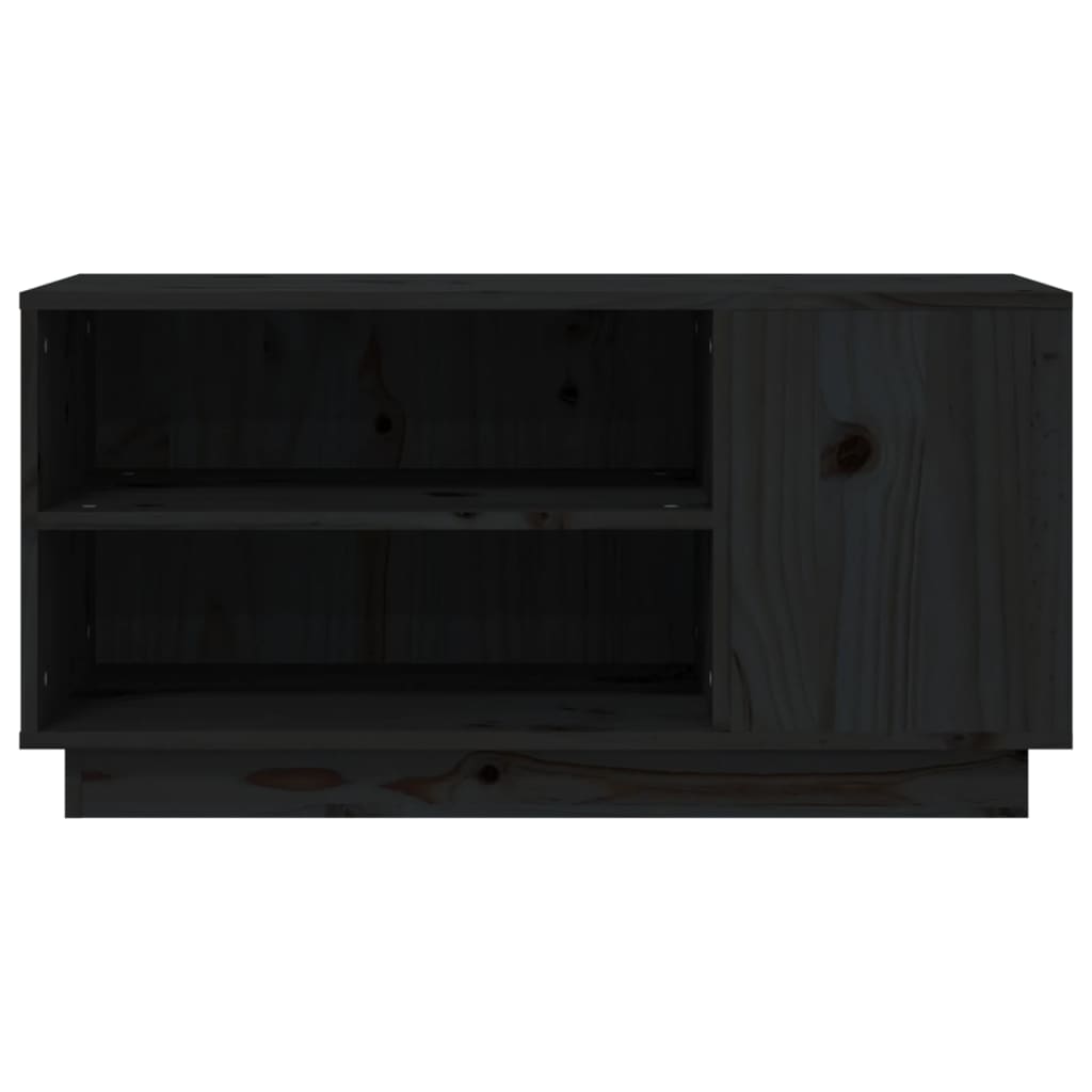 Tv-Meubel 80X35X40,5 Cm Massief Grenenhout Zwart