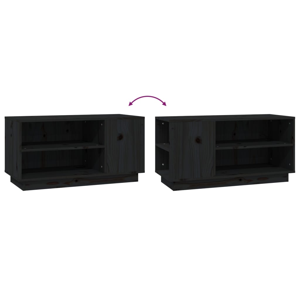 Tv-Meubel 80X35X40,5 Cm Massief Grenenhout Zwart