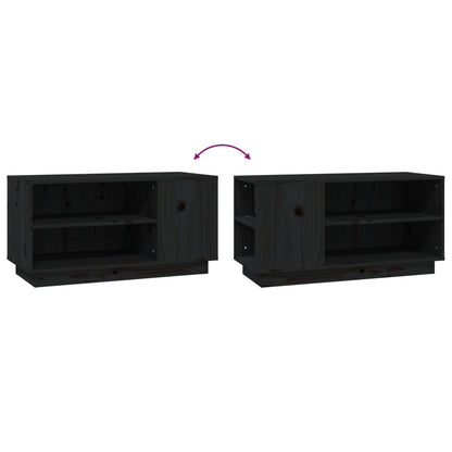 Tv-Meubel 80X35X40,5 Cm Massief Grenenhout Zwart