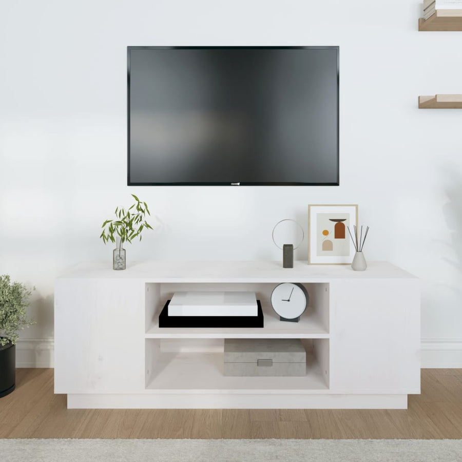 Tv-Meubel 0X35X40,5 Cm Massief Grenenhout Wit