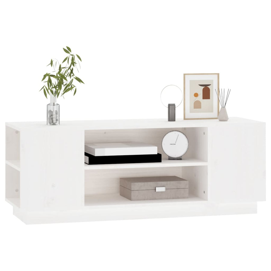Tv-Meubel 0X35X40,5 Cm Massief Grenenhout Wit