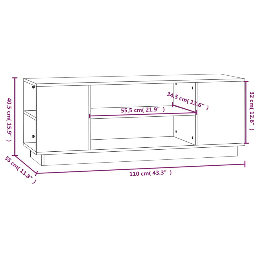Tv-Meubel 0X35X40,5 Cm Massief Grenenhout Wit