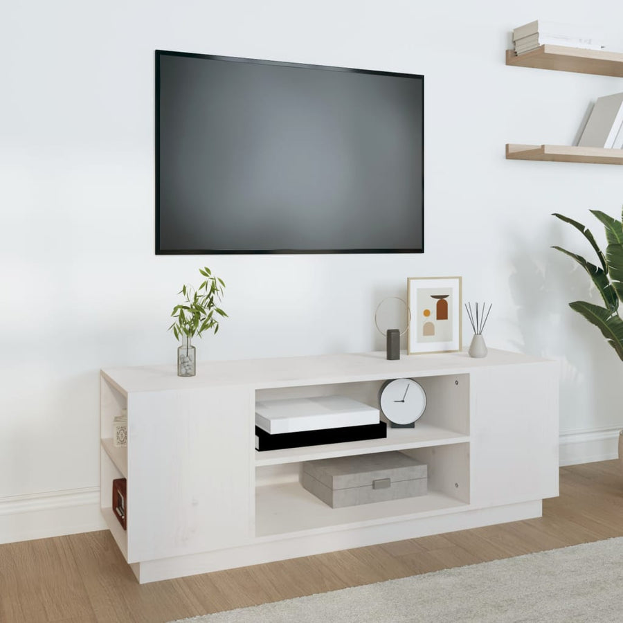 Tv-Meubel 0X35X40,5 Cm Massief Grenenhout Wit