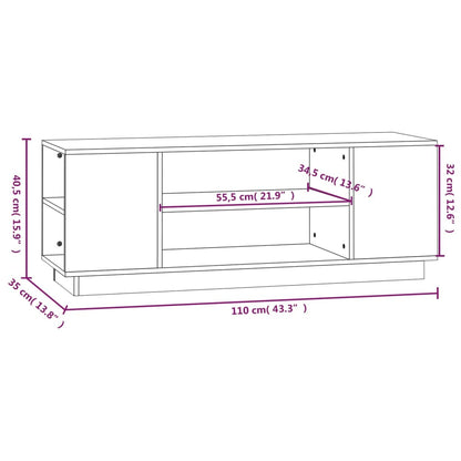 Tv-Meubel 0X35X40,5 Cm Massief Grenenhout Grijs