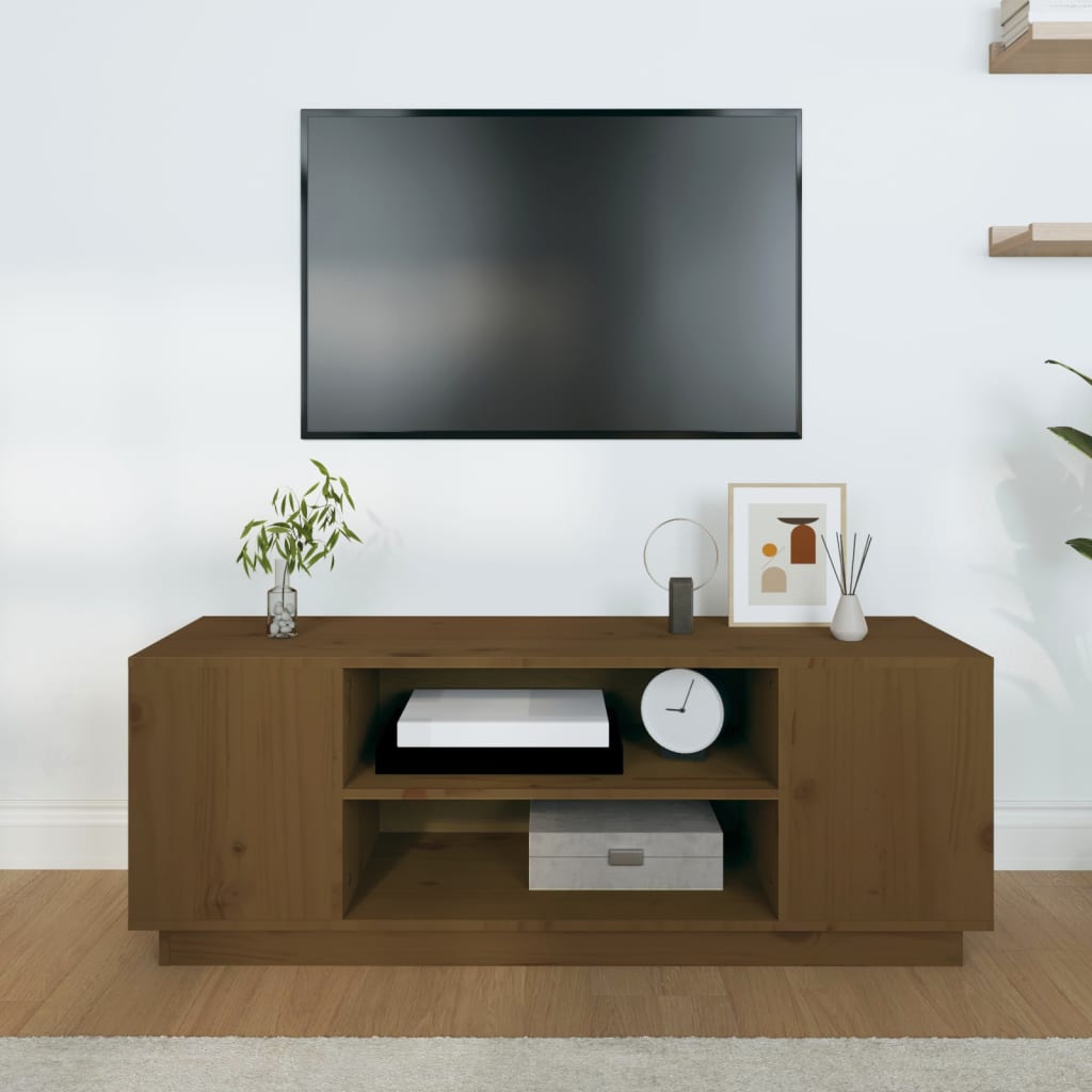 Tv-Meubel 0X35X40,5 Cm Massief Grenenhout Honingbruin honey brown