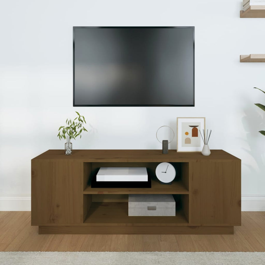 Tv-Meubel 0X35X40,5 Cm Massief Grenenhout Honingbruin honey brown