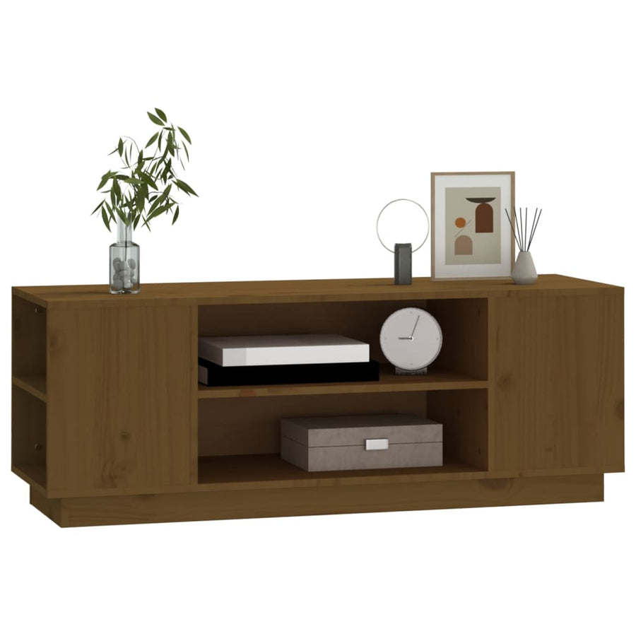 Tv-Meubel 0X35X40,5 Cm Massief Grenenhout Honingbruin honey brown