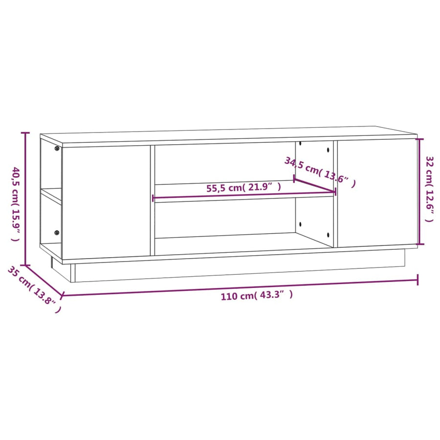 Tv-Meubel 0X35X40,5 Cm Massief Grenenhout Honingbruin honey brown