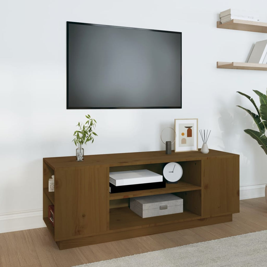 Tv-Meubel 0X35X40,5 Cm Massief Grenenhout Honingbruin honey brown