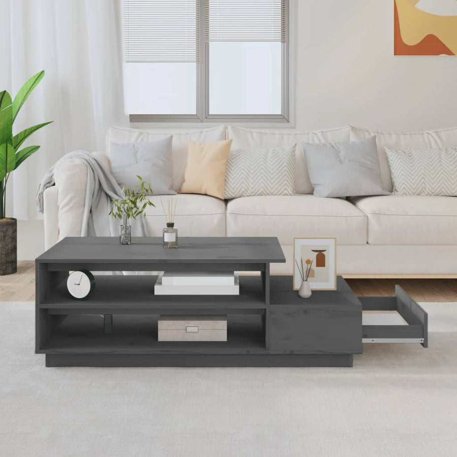 Salontafel 20X50X40,5 Cm Massief Grenenhout Grijs