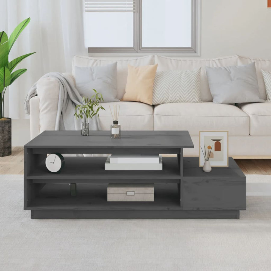 Salontafel 20X50X40,5 Cm Massief Grenenhout Grijs
