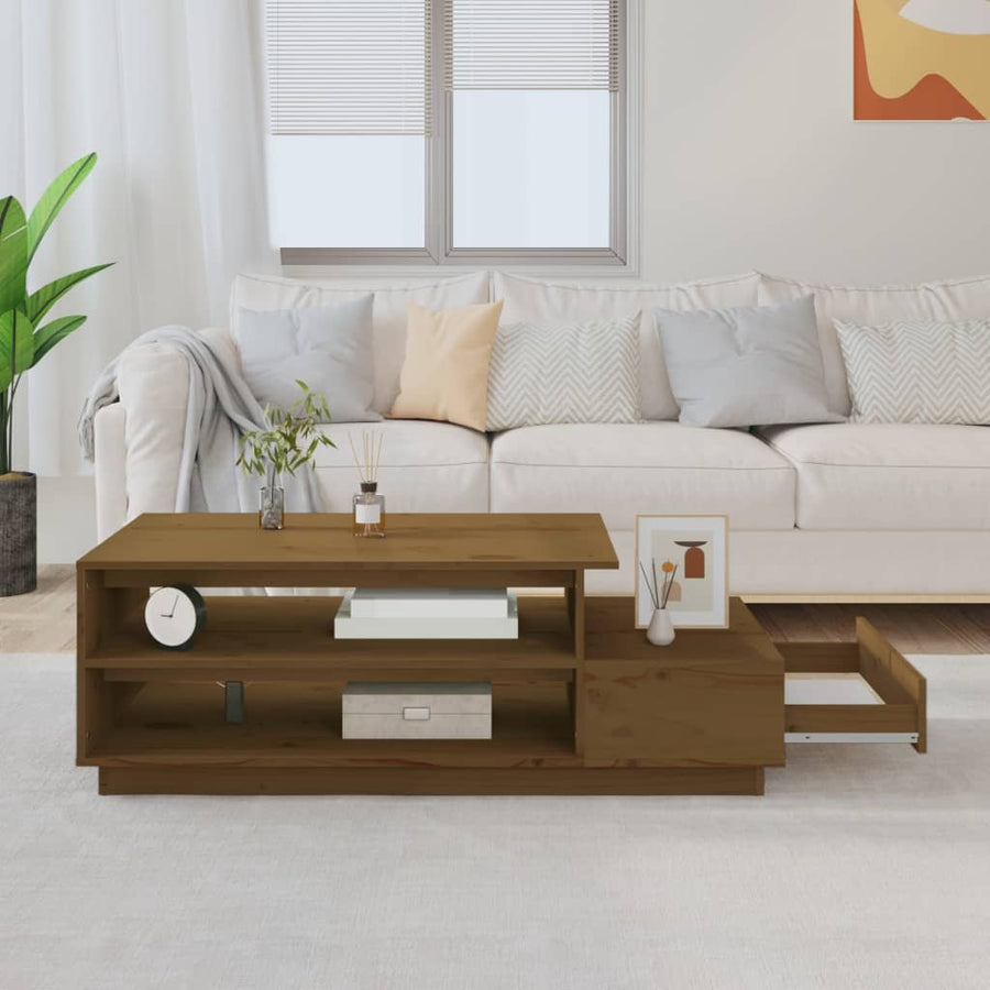 Salontafel 20X50X40,5 Cm Massief Grenenhout Honingbruin
