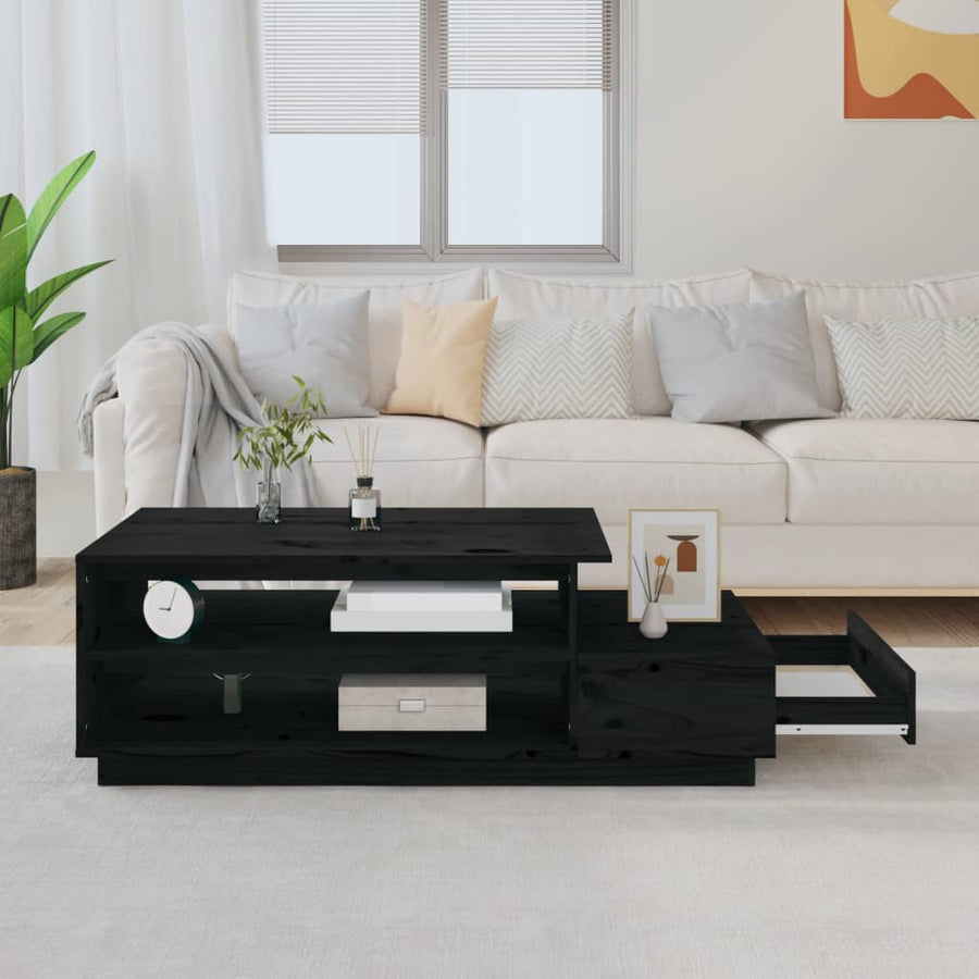 Salontafel 120X50X40,5 Cm Massief Grenenhout Zwart