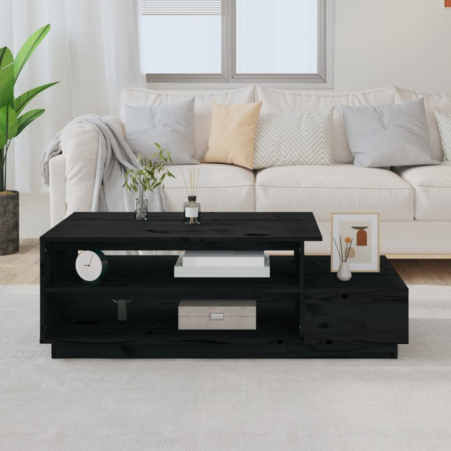 Salontafel 120X50X40,5 Cm Massief Grenenhout Zwart