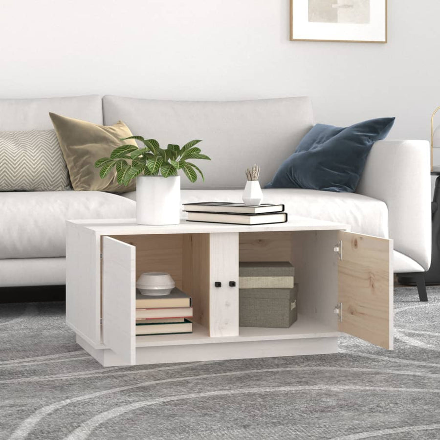 Salontafel 80X50X40 Cm Massief Grenenhout Wit