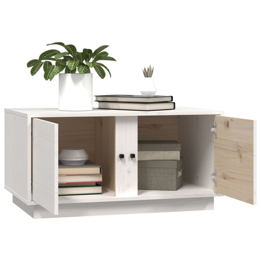 Salontafel 80X50X40 Cm Massief Grenenhout Wit