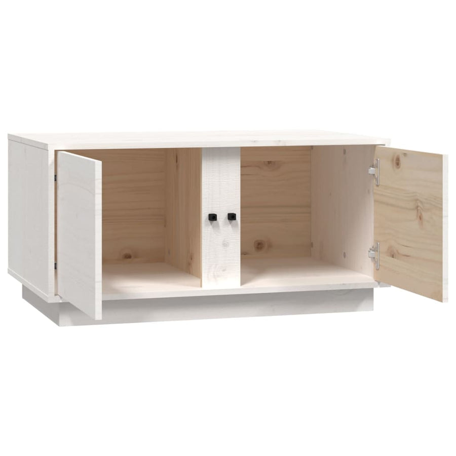 Salontafel 80X50X40 Cm Massief Grenenhout Wit