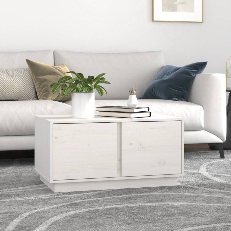 Salontafel 80X50X40 Cm Massief Grenenhout Wit