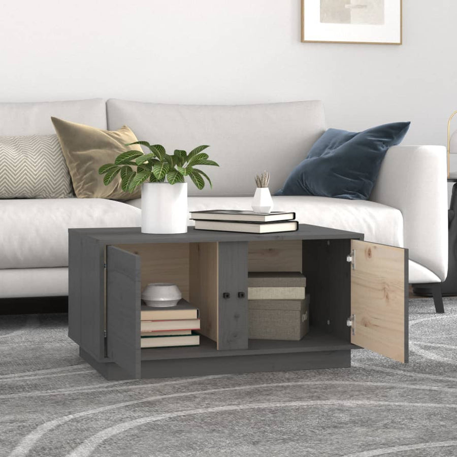Salontafel 80X50X40 Cm Massief Grenenhout Grijs