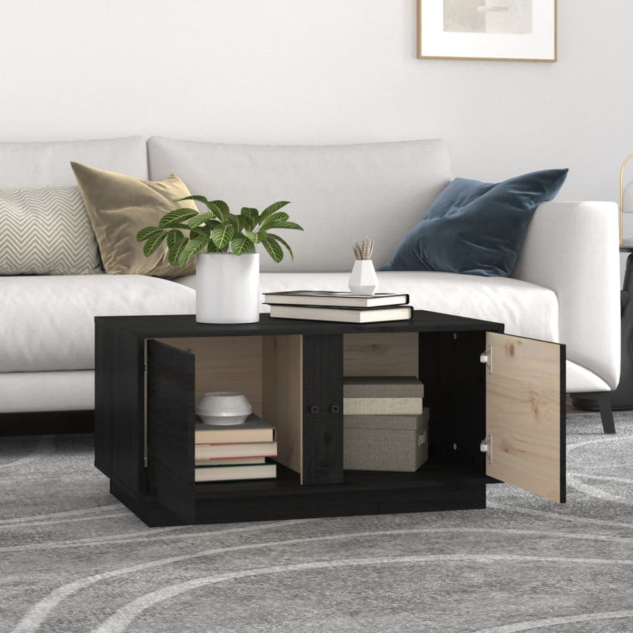 Salontafel 80X50X40 Cm Massief Grenenhout Zwart