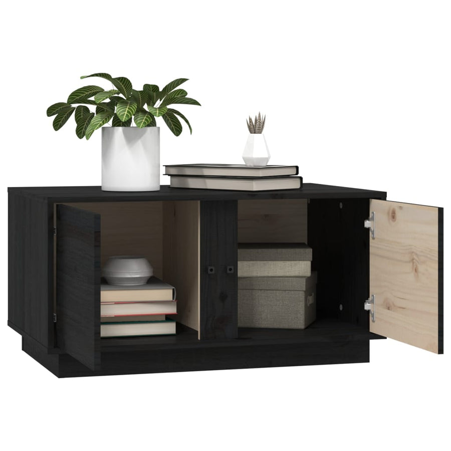 Salontafel 80X50X40 Cm Massief Grenenhout Zwart