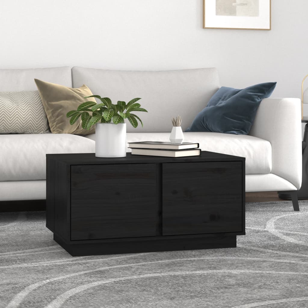 Salontafel 80X50X40 Cm Massief Grenenhout Zwart