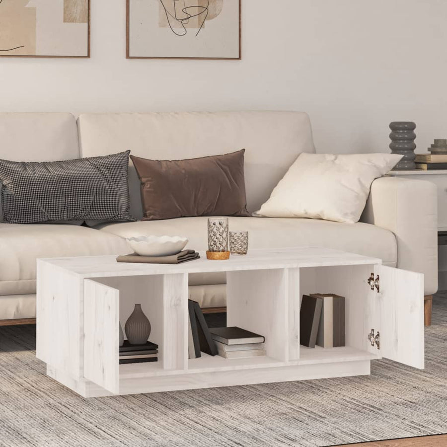 Salontafel 110X50X40 Cm Massief Grenenhout Wit
