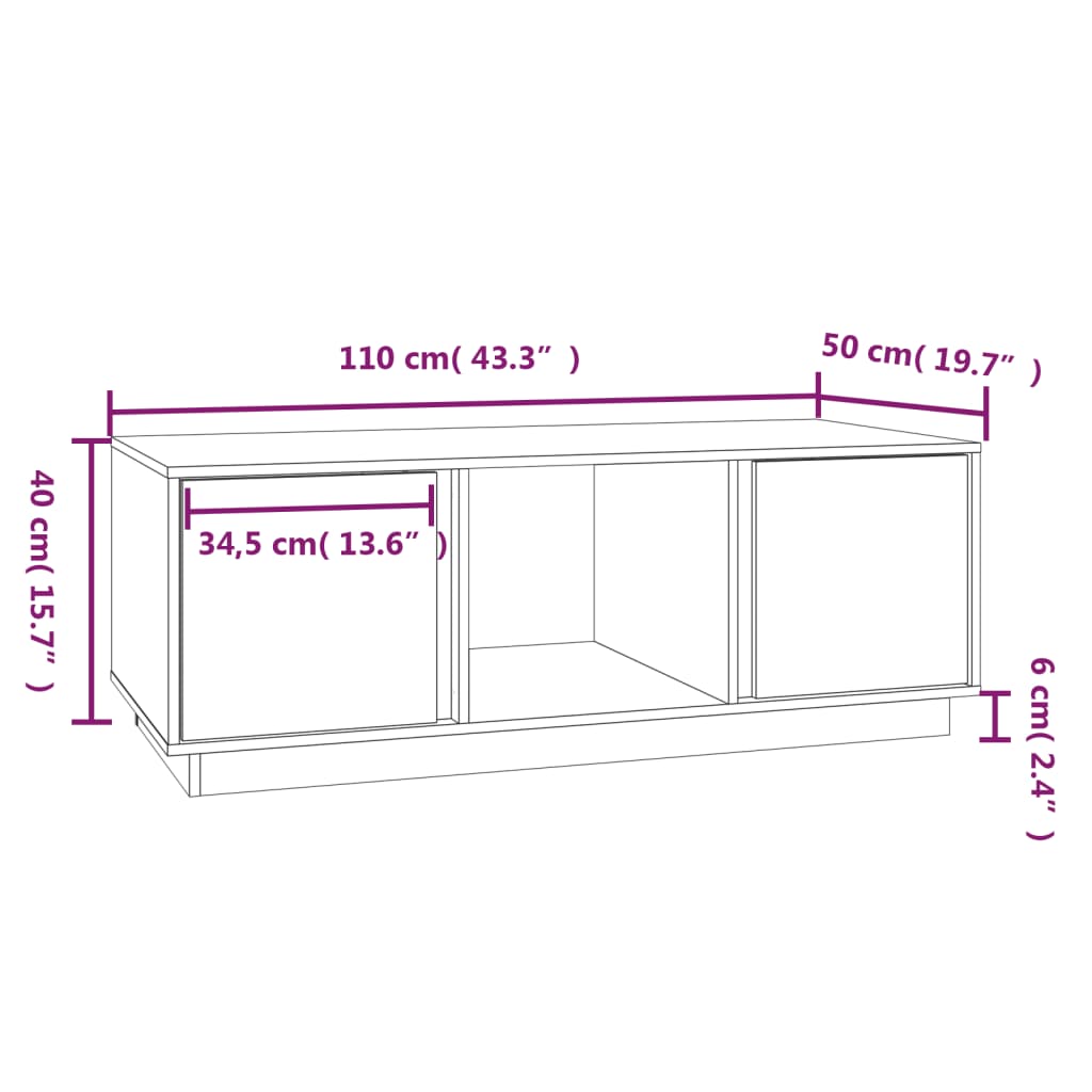 Salontafel 110X50X40 Cm Massief Grenenhout Grijs