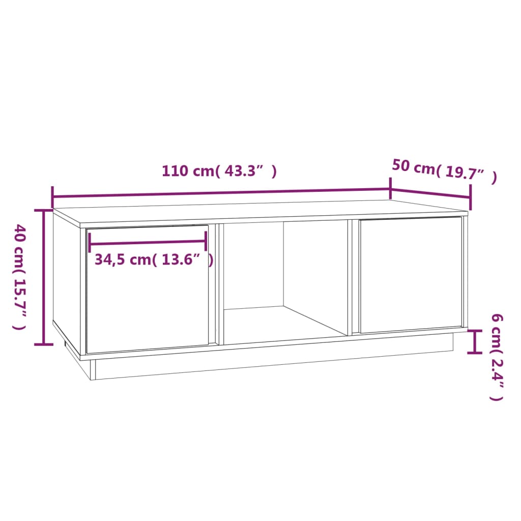 Salontafel 110X50X40 Cm Massief Grenenhout Zwart
