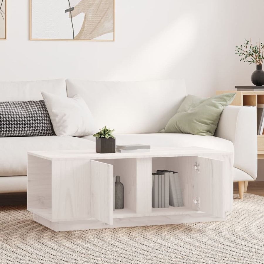 Salontafel 110X50X40 Cm Massief Grenenhout Wit