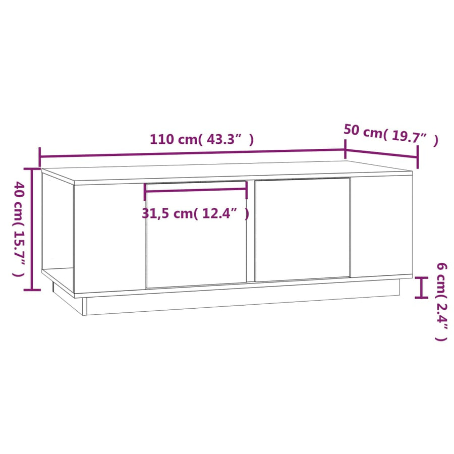 Salontafel 110X50X40 Cm Massief Grenenhout Zwart