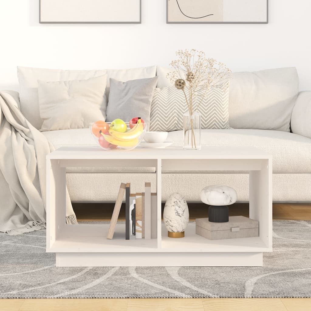 Salontafel 80X50X40 Cm Massief Grenenhout Wit