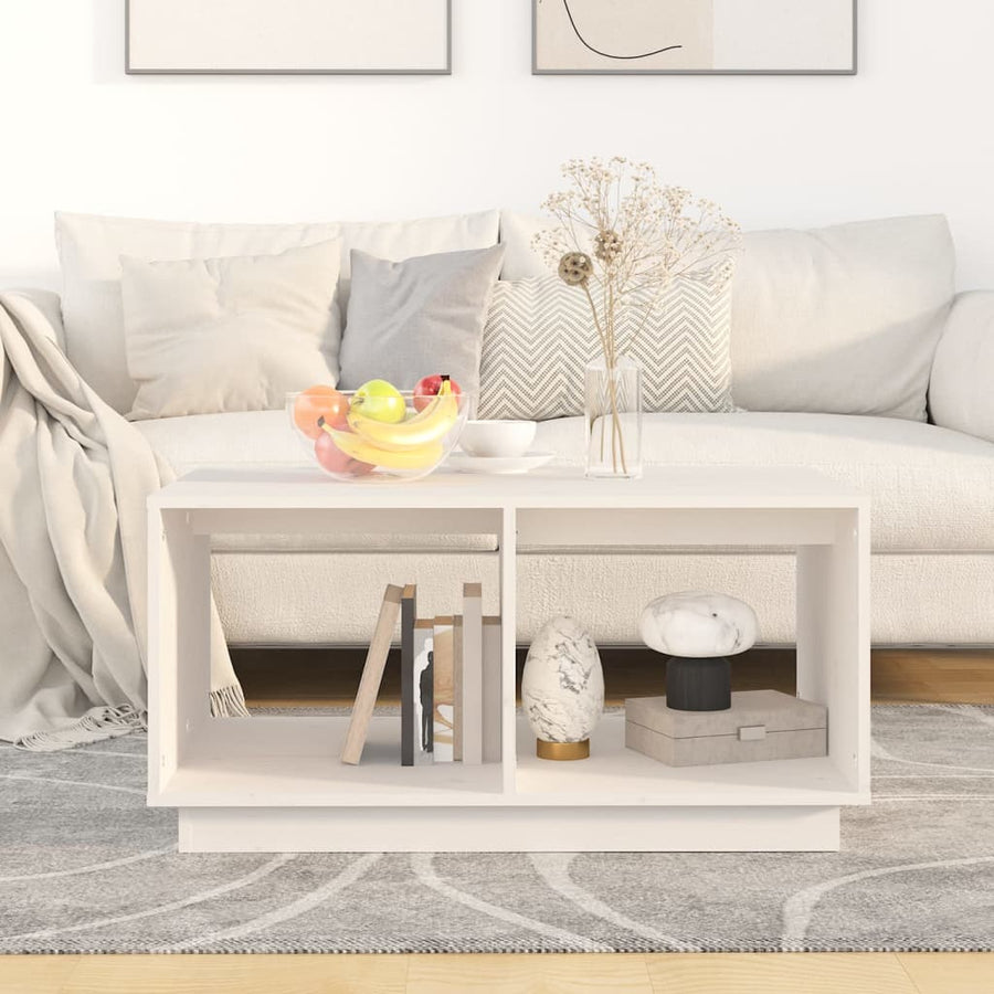 Salontafel 80X50X40 Cm Massief Grenenhout Wit