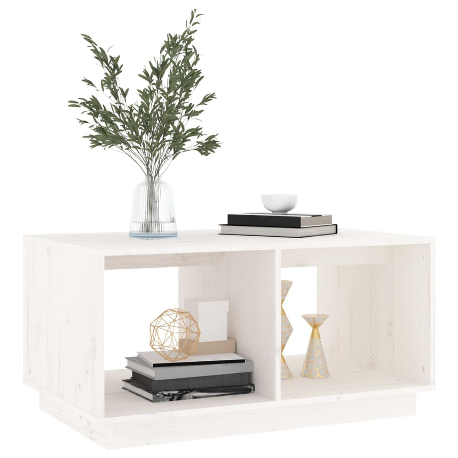 Salontafel 80X50X40 Cm Massief Grenenhout Wit